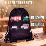 Kinder Turnbeutel Autos Schwarz