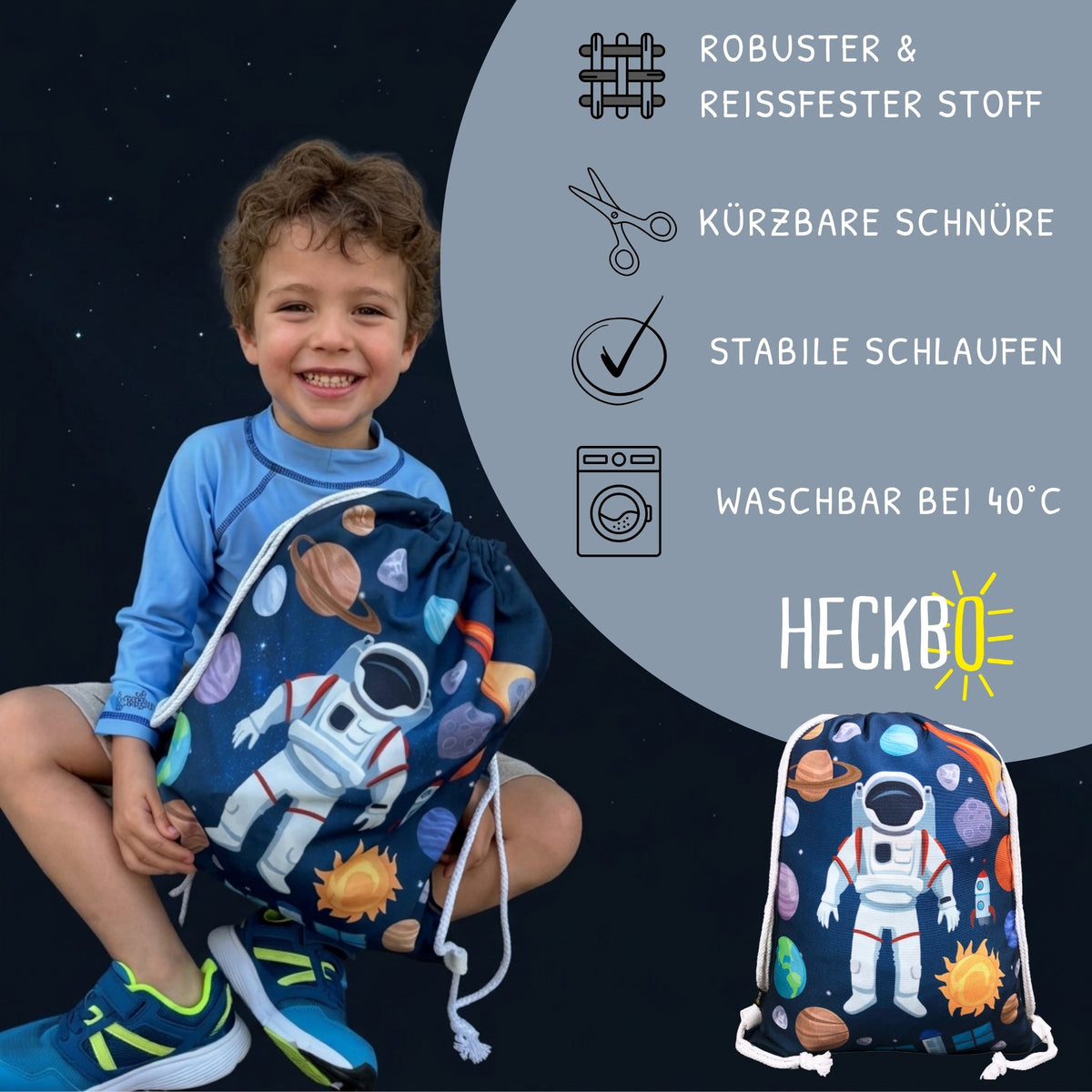 Kinder Turnbeutel Astronaut - weiss