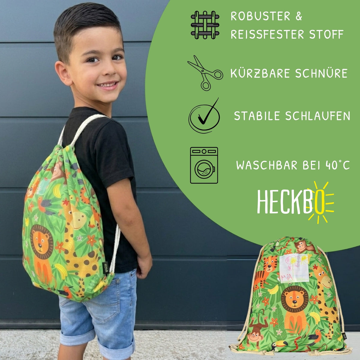 Kinder Turnbeutel Dschungel mit Fenster