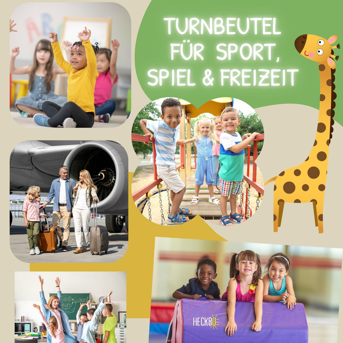 Kinder Turnbeutel Dschungel mit Fenster