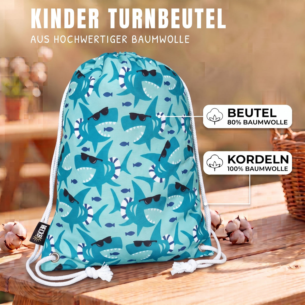 Kinder Turnbeutel Hai