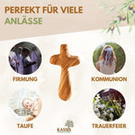 Personalisierter Kreuz Handschmeichler aus Olivenholz mit Gravur | Kleines Handkreuz als Geschenk zur Taufe & Kommunion Namma Markt