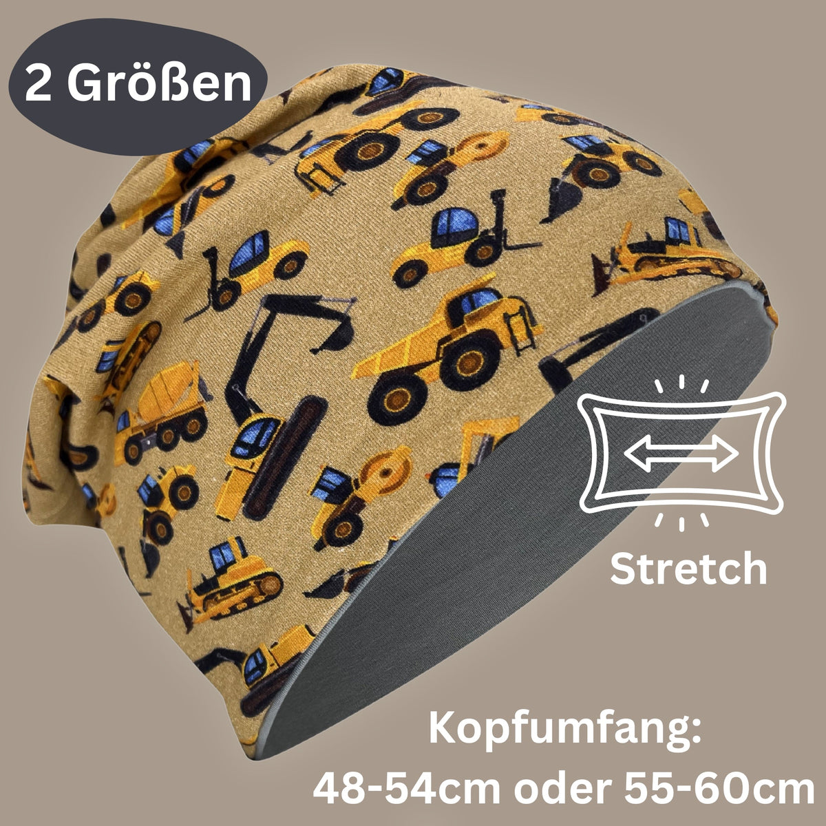 Kinder Beanie Mütze & Loop Set  - Baufahrzeuge