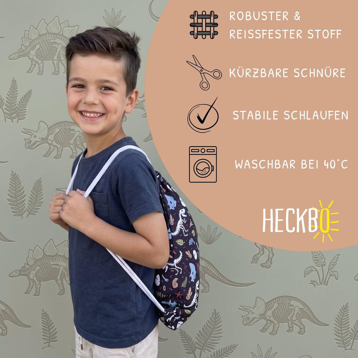 Kinder Turnbeutel Dino Skelett
