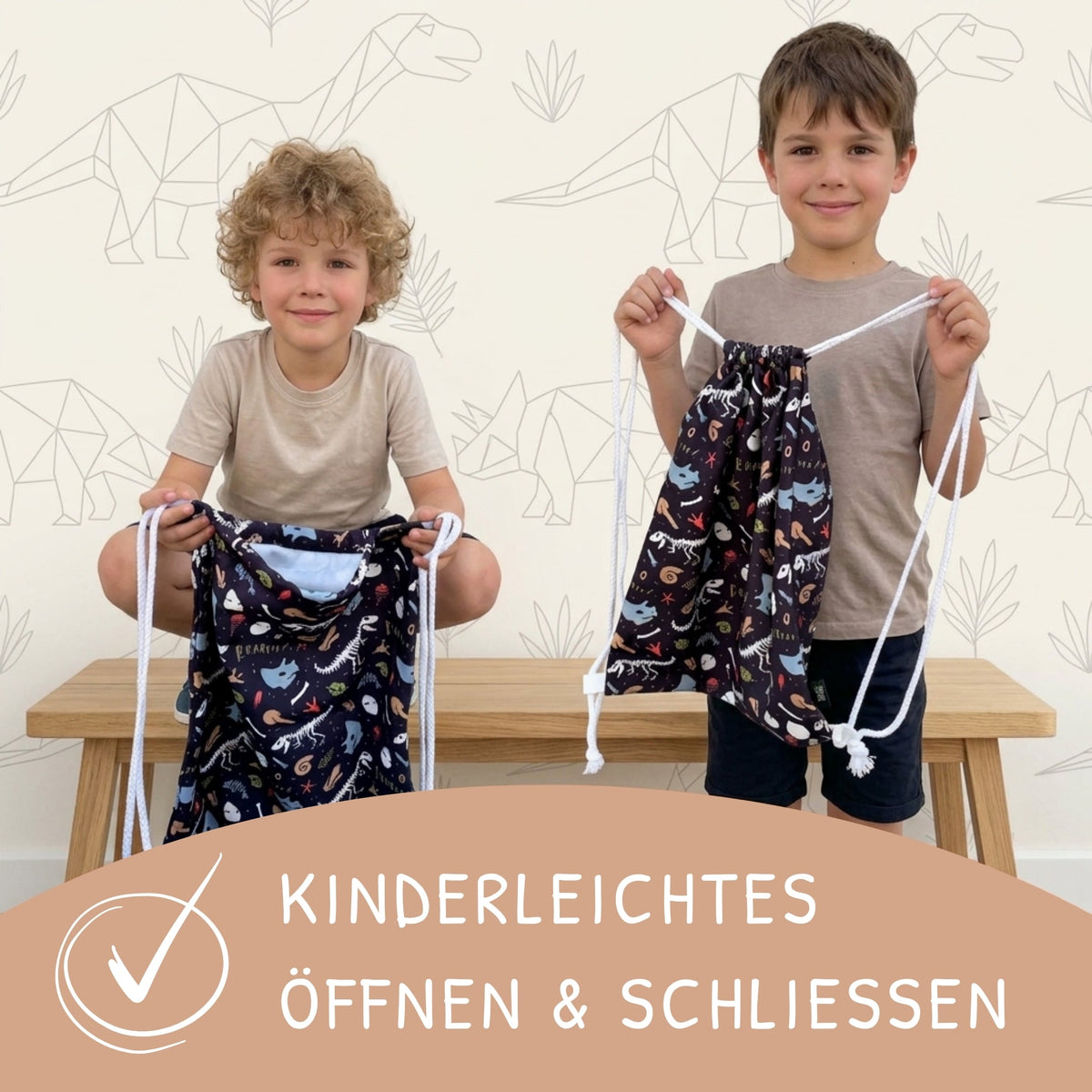 Kinder Turnbeutel Dino Skelett