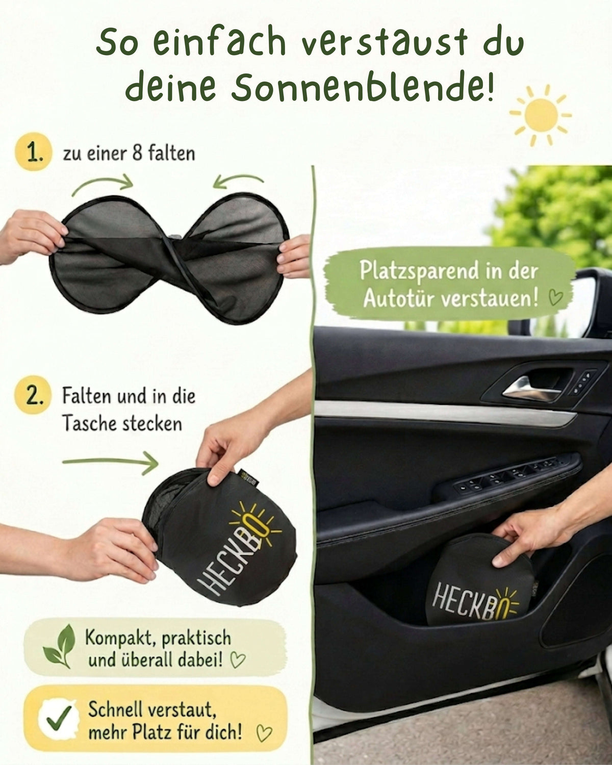 HECKBO Auto-Sonnenblenden Kinder Dschungel – 2er-Set Namma Markt