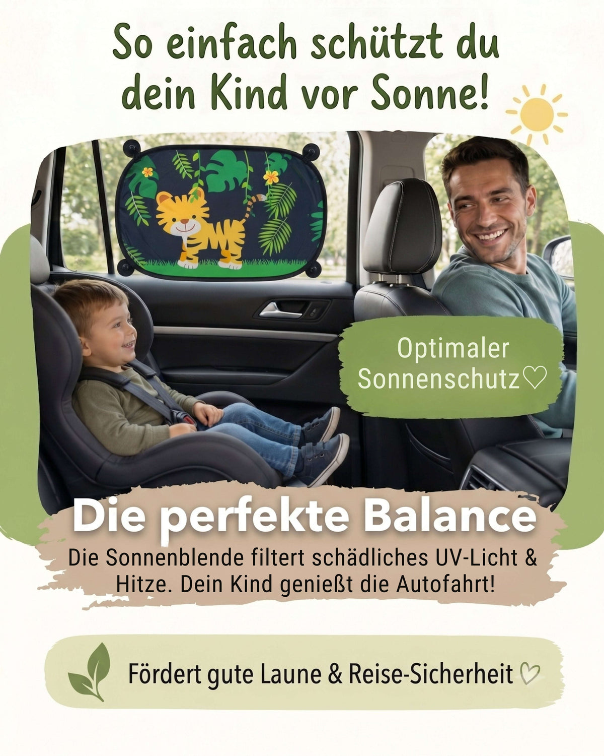 HECKBO Auto-Sonnenblenden Kinder Dschungel – 2er-Set Namma Markt