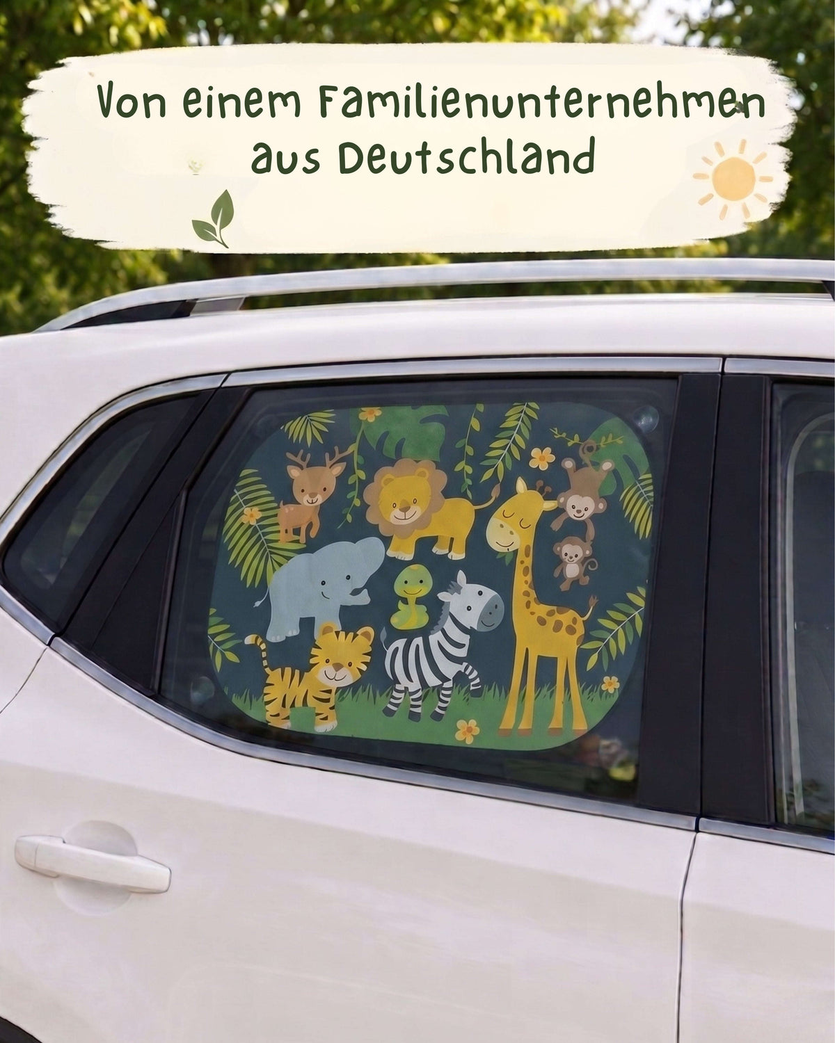 HECKBO Auto-Sonnenblenden Kinder Dschungel – 2er-Set Namma Markt