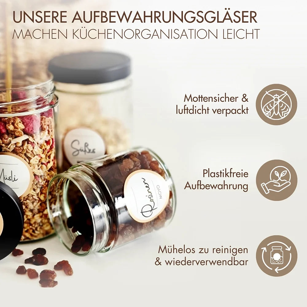 Vorratsgläser 6er Set – Luftdichte Glasbehälter
