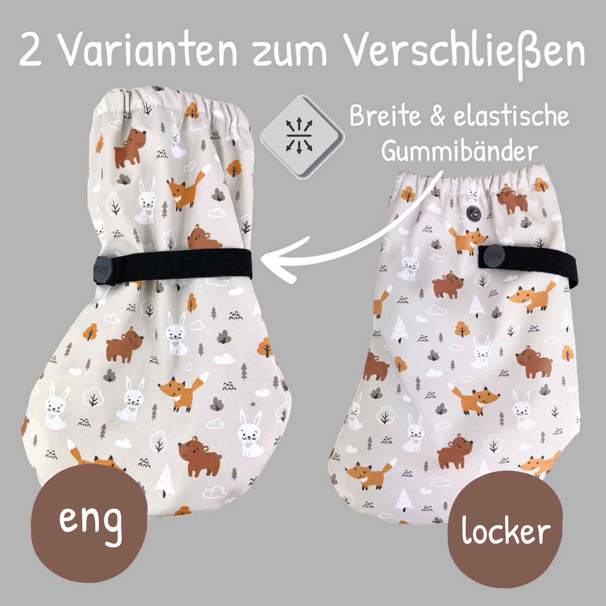 Füßlinge mit Vlies-Futter - Waldtiere