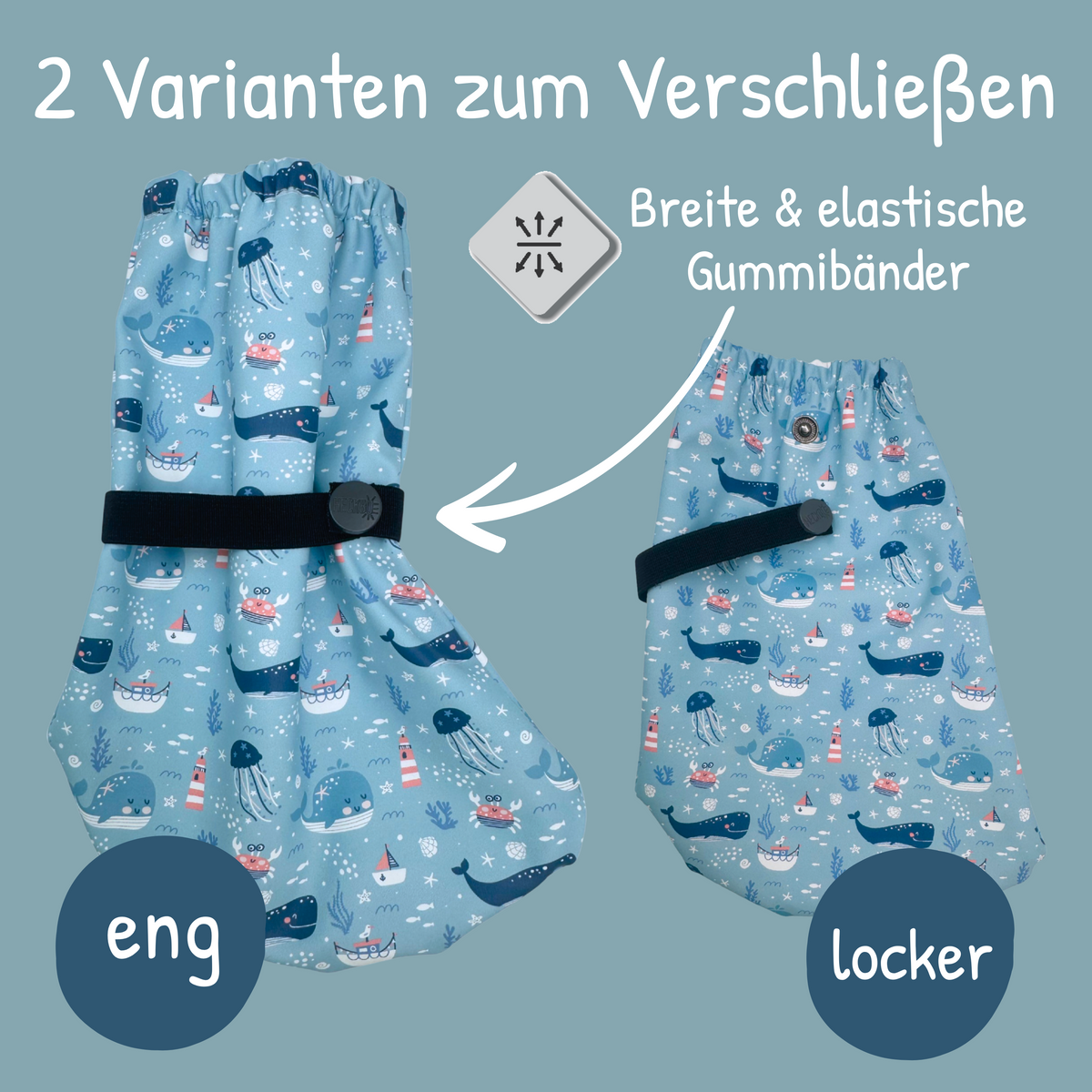 Füßlinge mit Vlies-Futter- Meerestiere