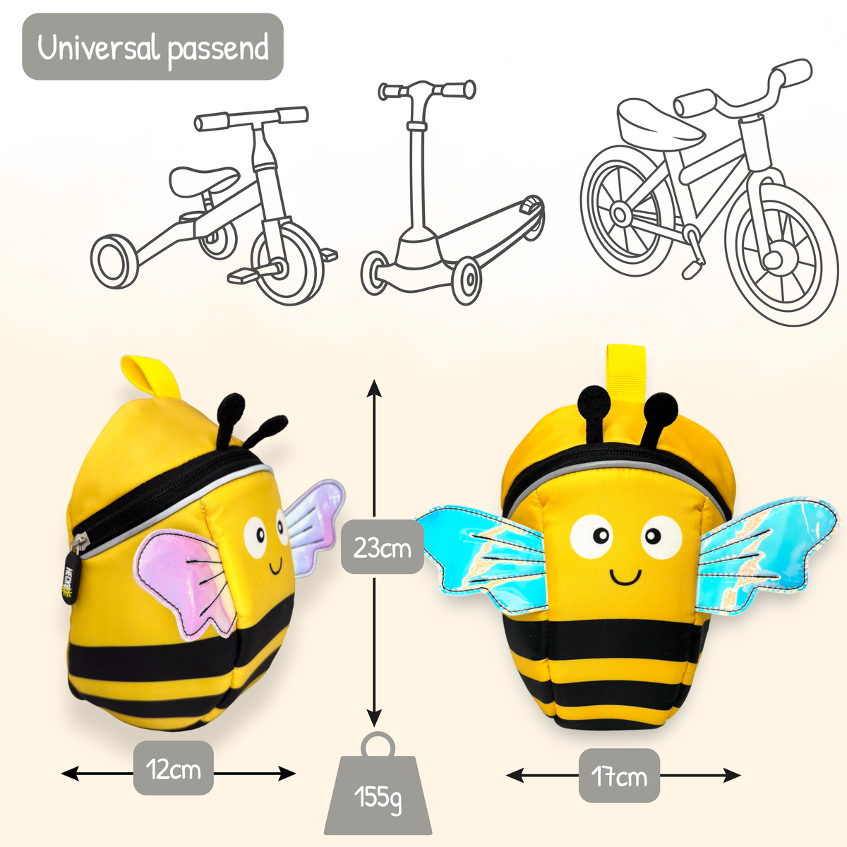 2 in 1 Fahrradtasche & Rucksack - Biene