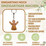 Personalisierter Schutzengel Schlüsselanhänger aus Olivenholz mit Gravur | Handschmeichler Glücksbringer Geschenk Taufe, Kommunion