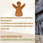 Personalisierter Schutzengel Schlüsselanhänger aus Olivenholz mit Gravur | Handschmeichler Glücksbringer Geschenk Taufe, Kommunion