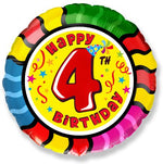 18" Folienballon "Happy Birthday" Ø45 cm | Zahl 4