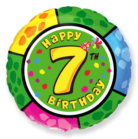 18" Folienballon "Happy Birthday" Ø45 cm | Zahl 7