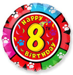 18" Folienballon "Happy Birthday" Ø45 cm | Zahl 8