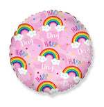 18" Folienballon "Happy Day Rainbow" Ø45 cm | Pink