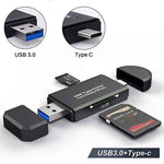 DREIKS Kartenleser Kartenlesegerät Speicherkartenleser SD Card Reader USB 3.0 USB-C
