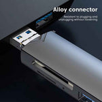 DREIKS 6-in-1 Kartenleser USB 3.0 Speicherkartenleser Typ-C Micro USB SD TF OTG Grau