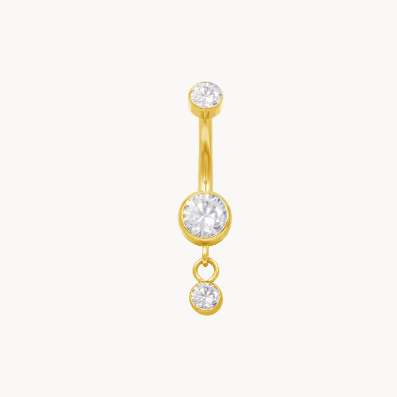 Doppelkristall klein Bauchnabelpiercing aus Titan