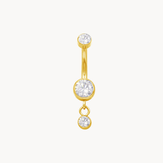 Doppelkristall klein Bauchnabelpiercing aus Titan