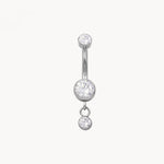 Doppelkristall klein Bauchnabelpiercing aus Titan