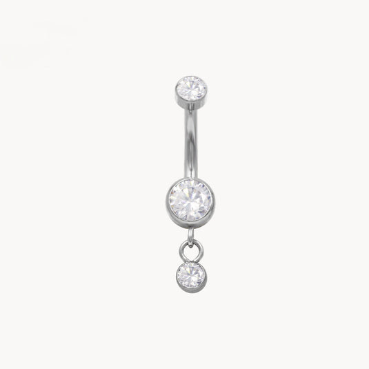 Doppelkristall klein Bauchnabelpiercing aus Titan