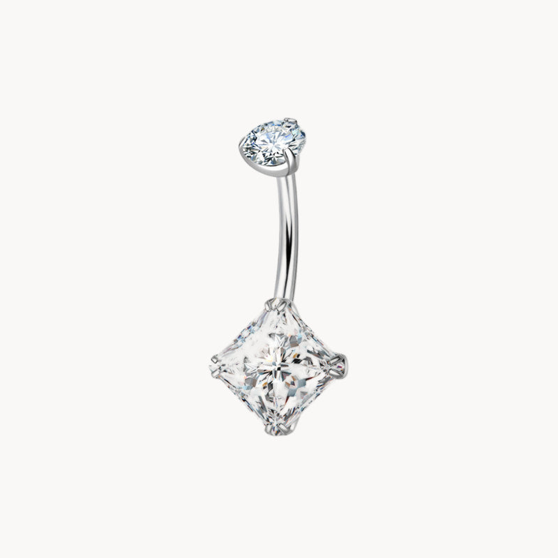 Quadratkristall Bauchnabelpiercing aus Titan