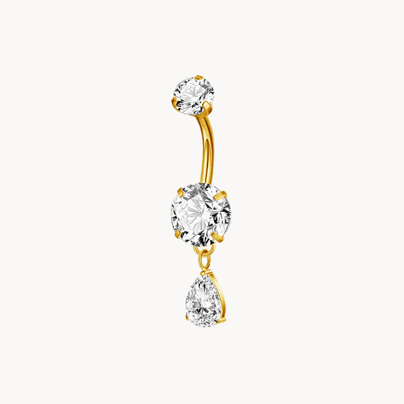 Doppelkristall Tropfen Bauchnabelpiercing aus Titan