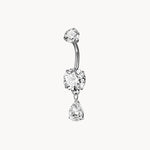 Doppelkristall Tropfen Bauchnabelpiercing aus Titan