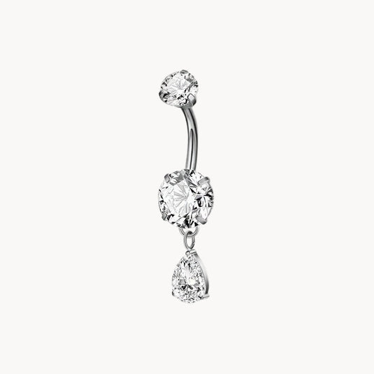 Doppelkristall Tropfen Bauchnabelpiercing aus Titan