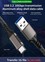 DREIKS Typ-C Ladekabel USB-C USB-A Kabel 10Gbps 3A Nylon USB 3.2 Quick Charge QC 60W