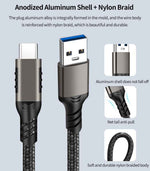 DREIKS Typ-C Ladekabel USB-C USB-A Kabel 10Gbps 3A Nylon USB 3.2 Quick Charge QC 60W