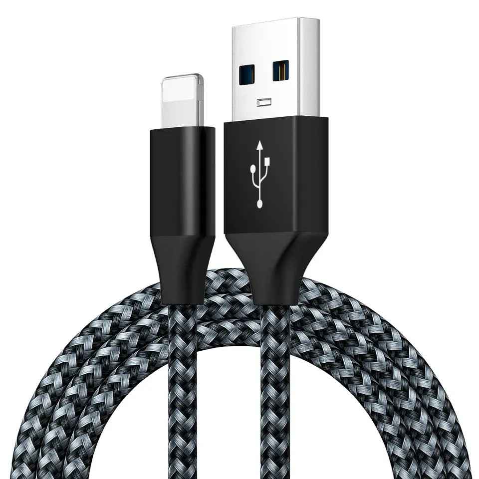 DREIKS Ladekabel für iPhone USB-A auf 8-Pin Nylon Datenkabel 3A USB 2.0 Handy