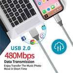 DREIKS Ladekabel für iPhone USB-A auf 8-Pin Nylon Datenkabel 3A USB 2.0 Handy