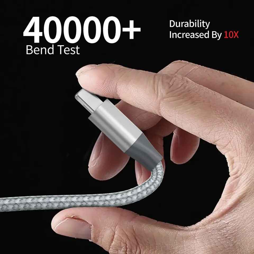 DREIKS Ladekabel für iPhone USB-A auf 8-Pin Nylon Datenkabel 3A USB 2.0 Handy