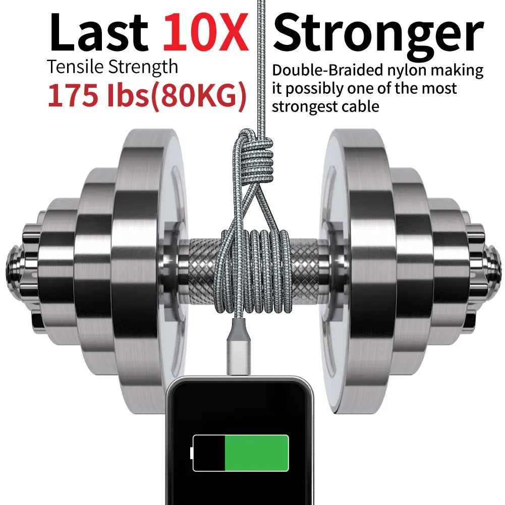 DREIKS Ladekabel für iPhone USB-A auf 8-Pin Nylon Datenkabel 3A USB 2.0 Handy