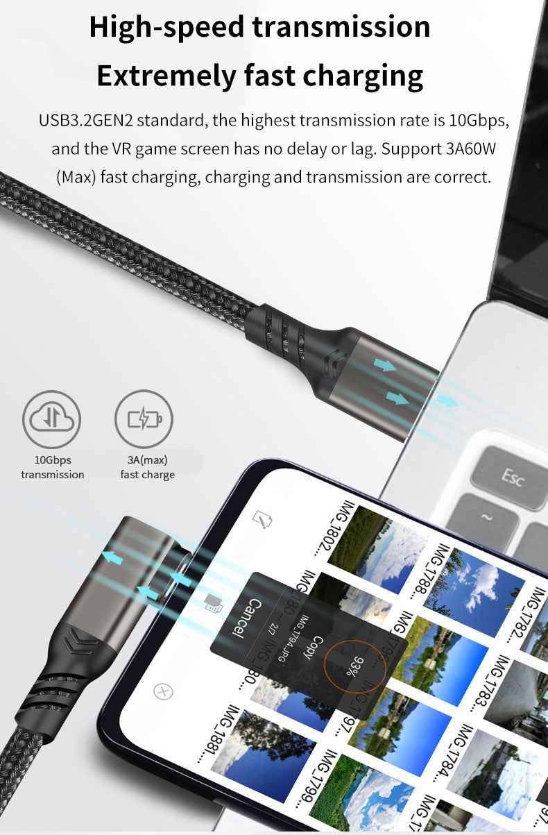 DREIKS 90 Grad Typ-C Ladekabel Winkel USB-A USB-C Kabel abgewinkelt 3A Nylon USB 3.2 Namma Markt