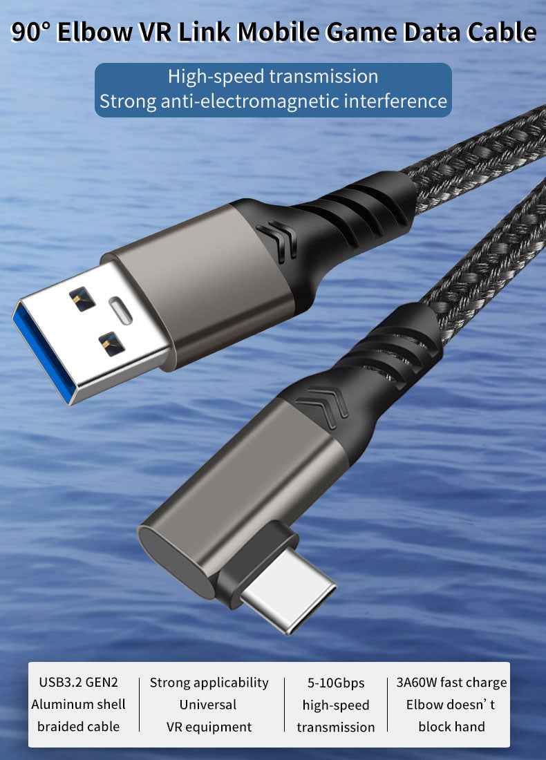 DREIKS 90 Grad Typ-C Ladekabel Winkel USB-A USB-C Kabel abgewinkelt 3A Nylon USB 3.2 Namma Markt