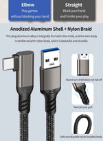 DREIKS 90 Grad Typ-C Ladekabel Winkel USB-A USB-C Kabel abgewinkelt 3A Nylon USB 3.2 Namma Markt