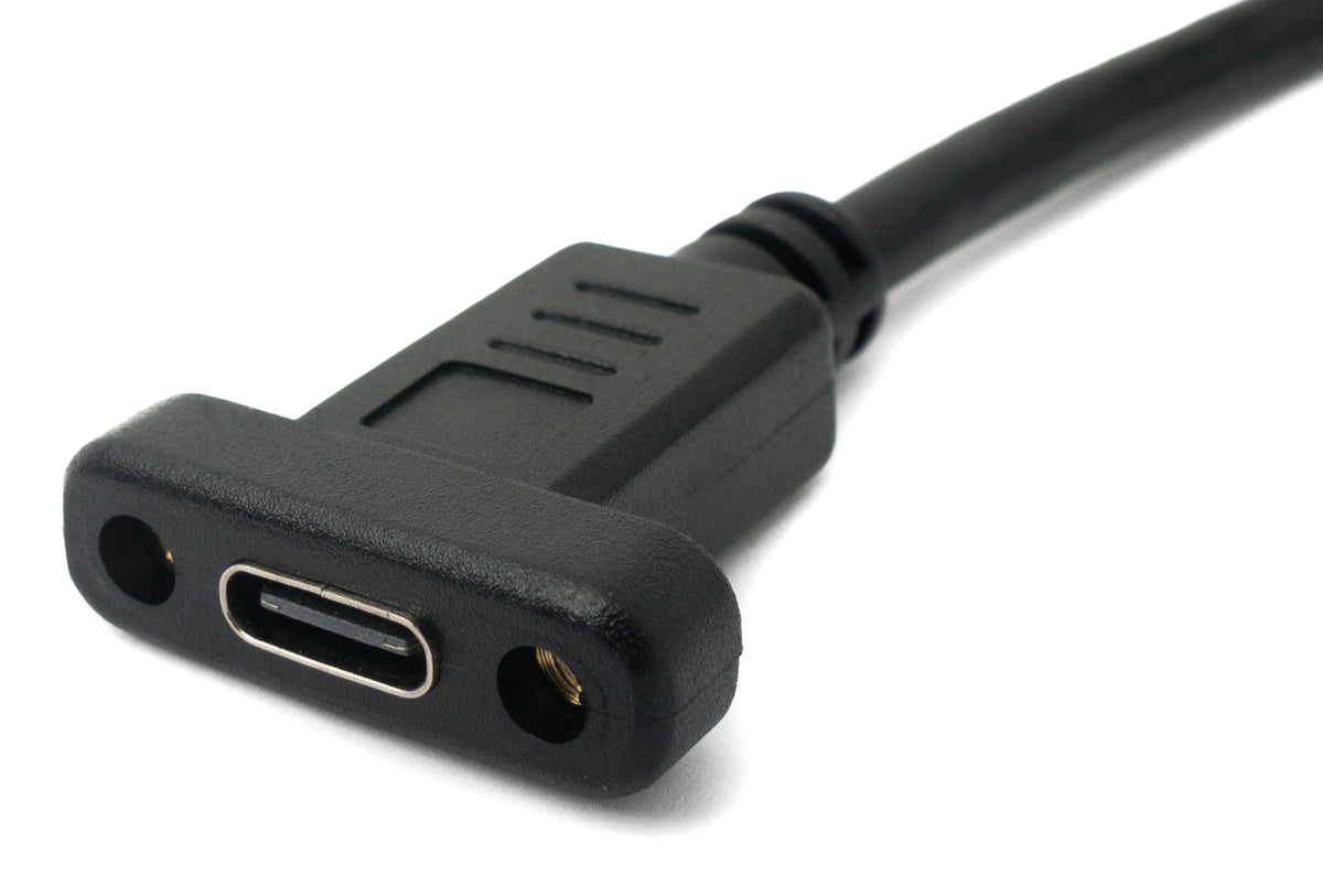 USB 3.1 Kabel 100 cm Typ C Stecker zu Buchse Schraube in Schwarz | System-S