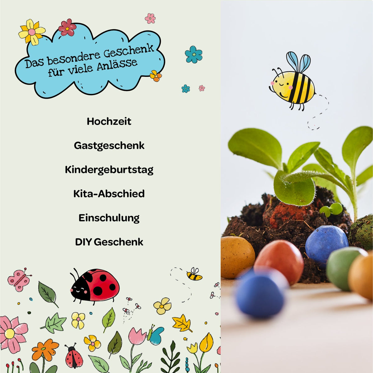 100 lose Blumenmurmeln, unverpackt
