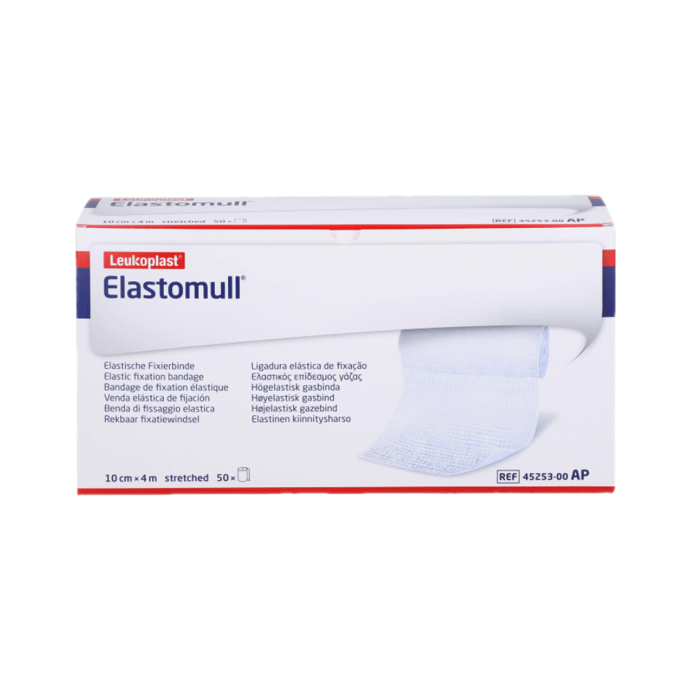 Elastomull, elastische Fixierbinde, 4m gedehnt, 4 cm, weiß, Packung 20 Binden
