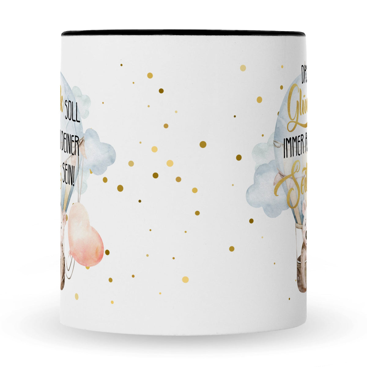 Bedruckte Tasse mit Spruch Glück immer an deiner Seite