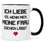 Bedruckte Tasse mit Spruch Ich liebe es wenn mich meine Frau zocken lässt