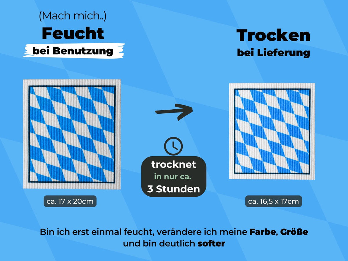Bayern Souvenir Spültücher bedruckt (5x) - Bayrische Flagge
