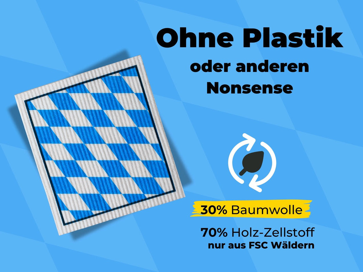 Bayern Souvenir Spültücher bedruckt (5x) - Bayrische Flagge