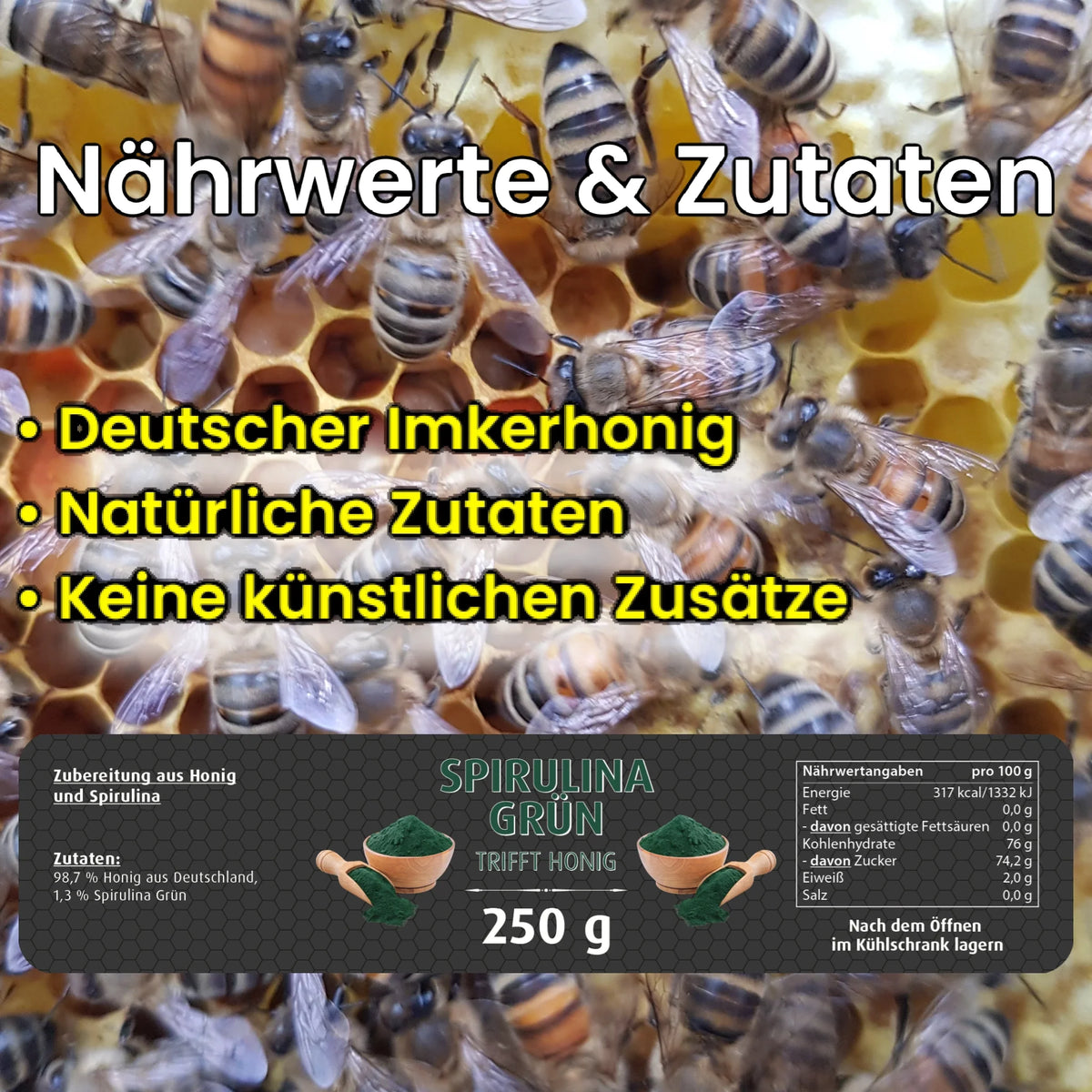 Spirulina Grün mit Honig - leicht algig & besonders | 250g