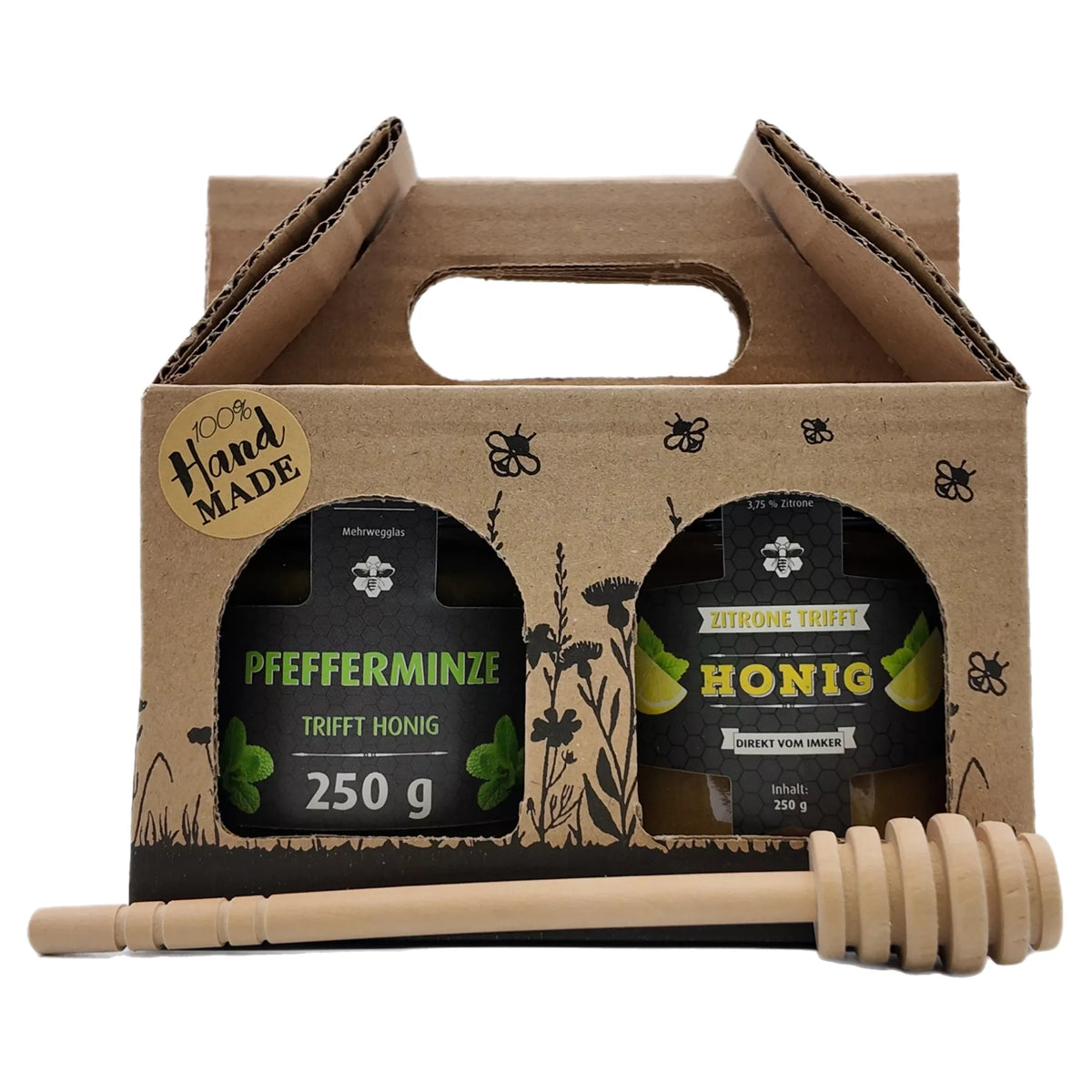 Honig-Geschenkpaket mit zwei Gläsern